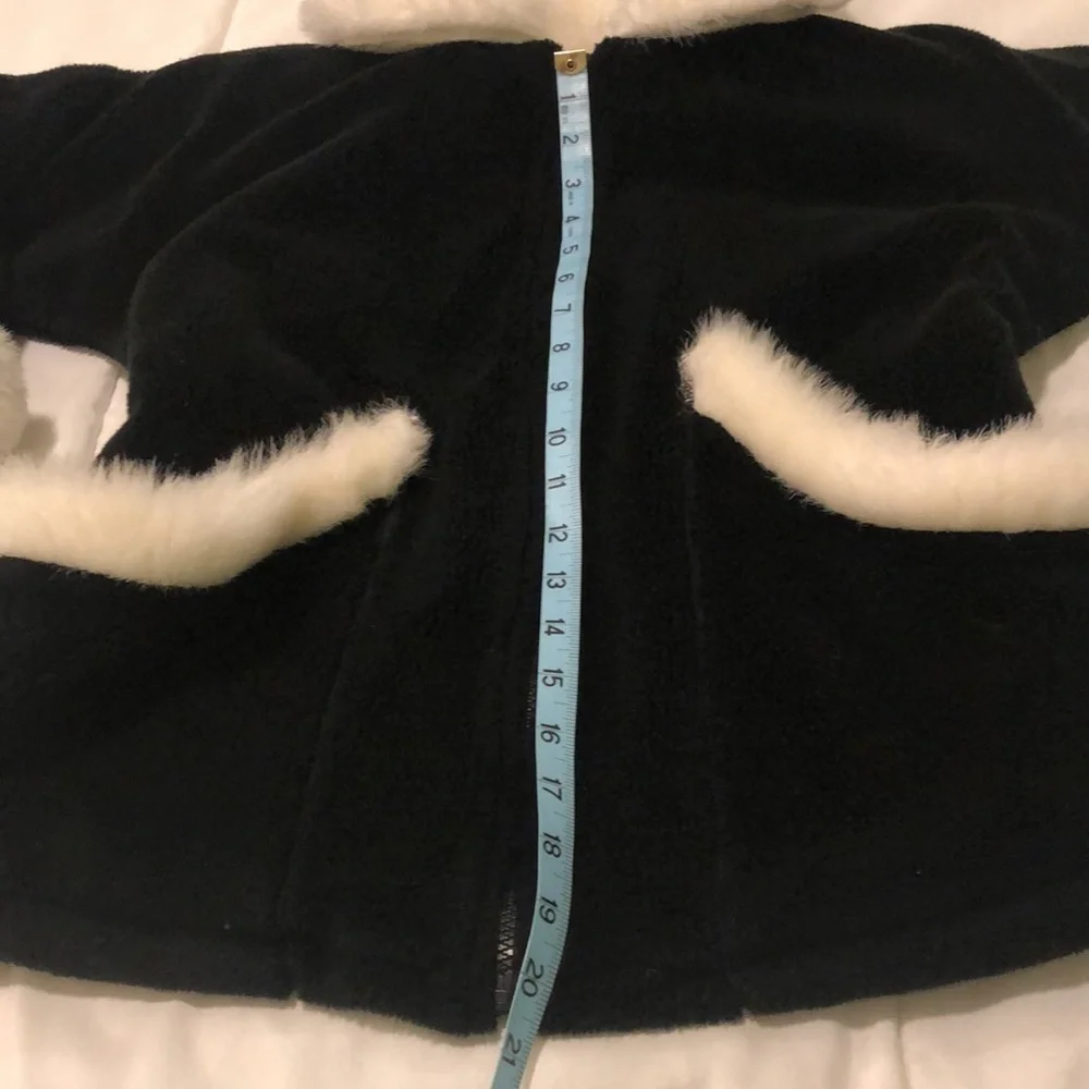 Corky & company made in the USA fluffy black girls jacket w white fluffy accents